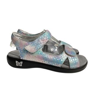 Alegria Joy 620 leather sandals with a multi-color geometric pattern size 41